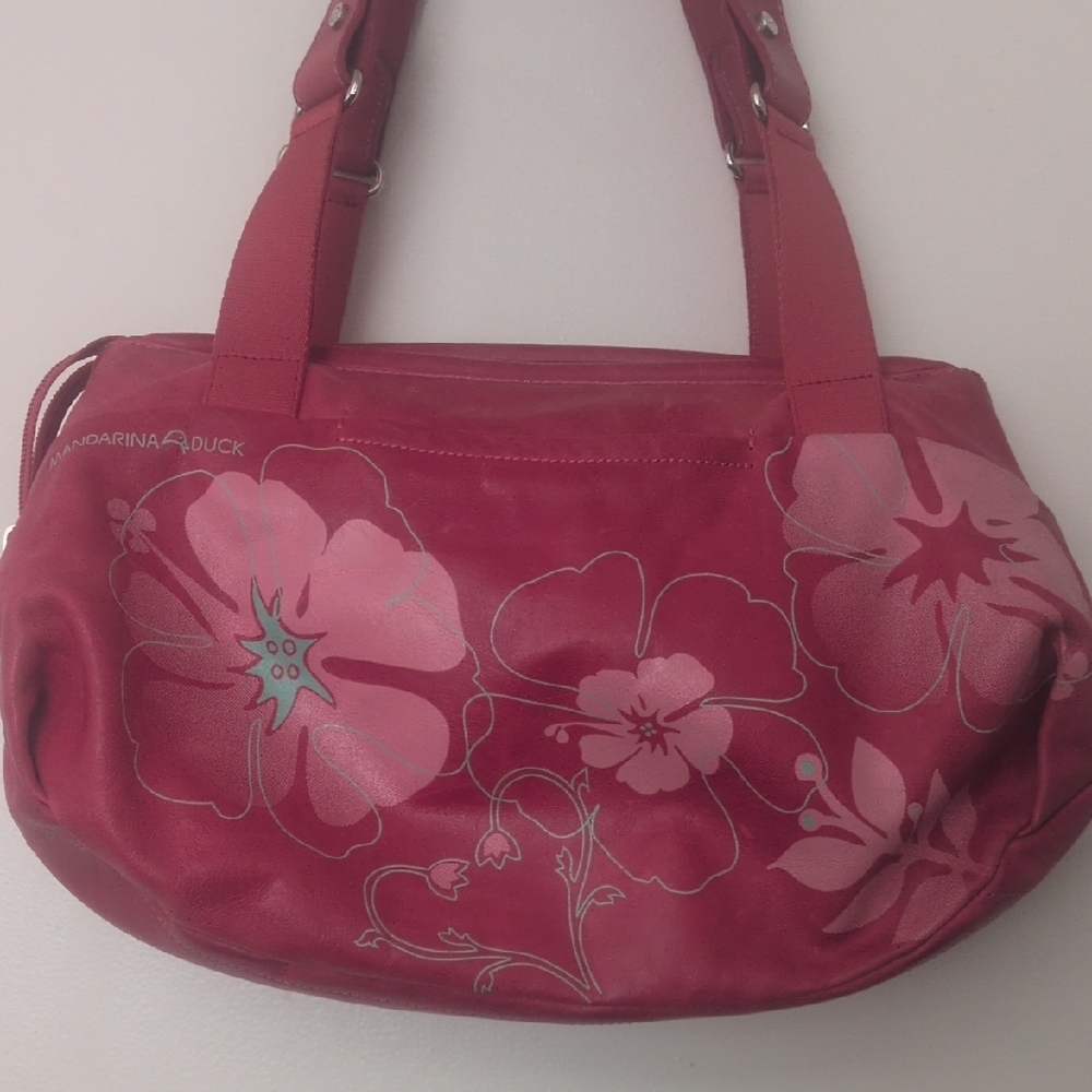Vintage Italian Designer Mandarina Duck Red Leather Purse